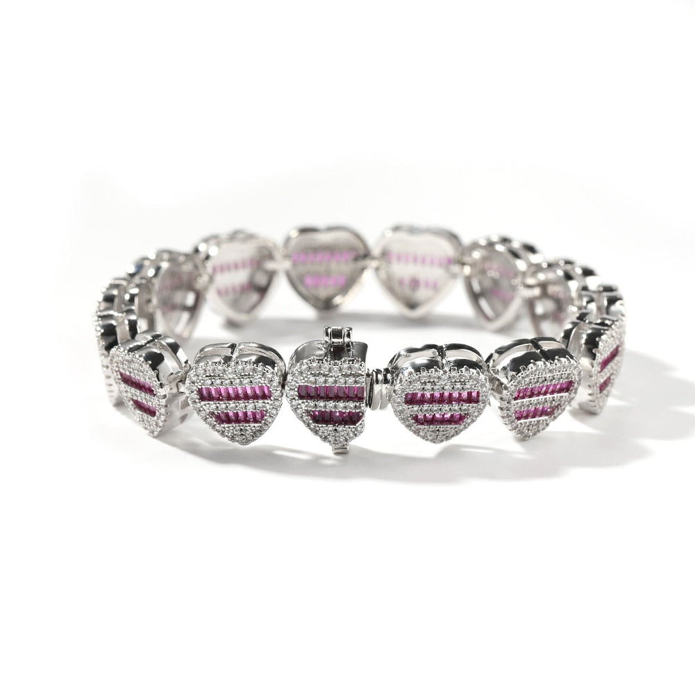 12mm Baguette Heart Bracelet