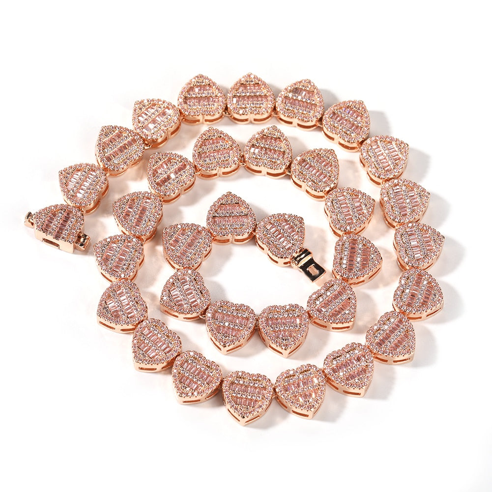 12mm Baguette Heart Necklace