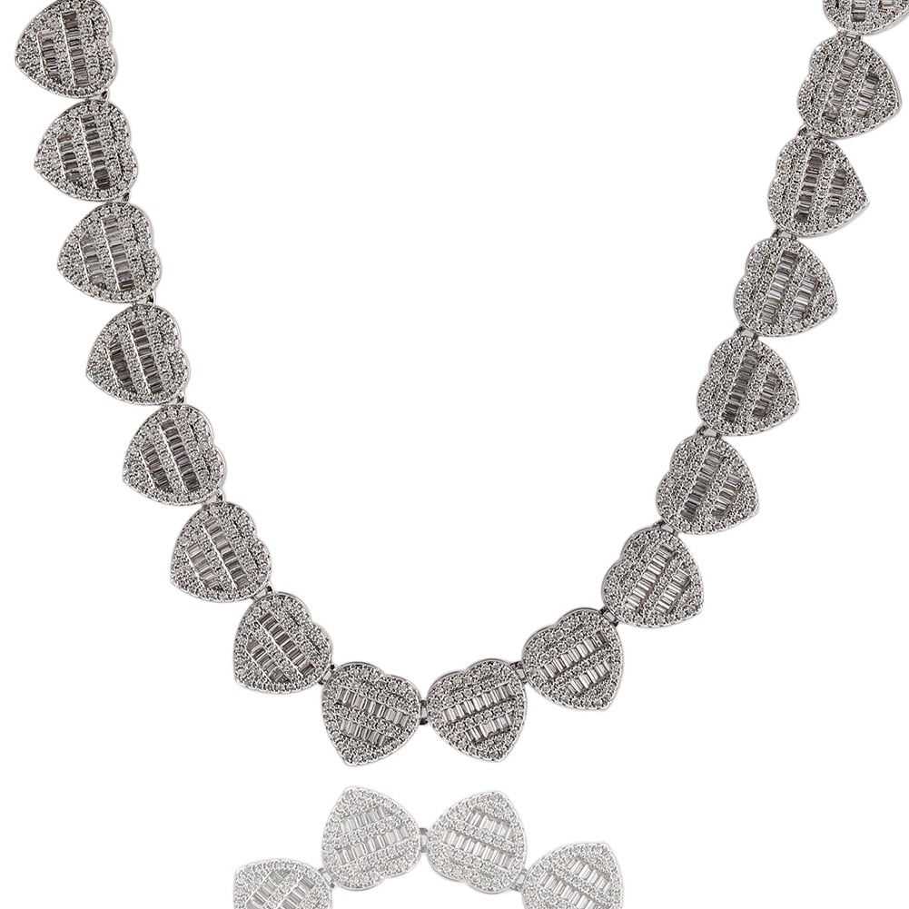 12mm Baguette Heart Necklace