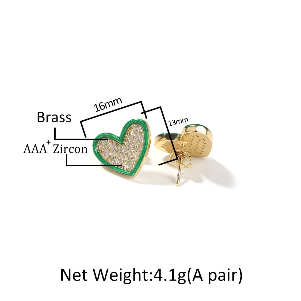 Color Block Heart Stud Earrings