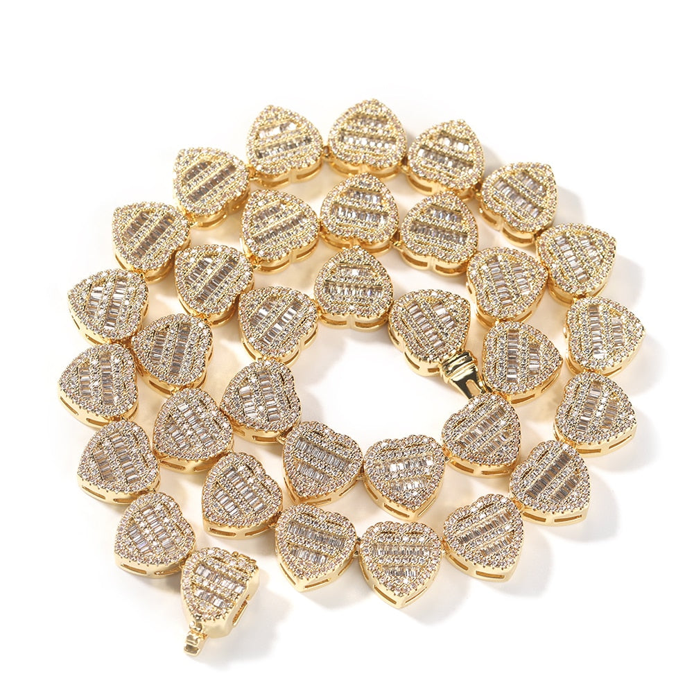 12mm Baguette Heart Necklace
