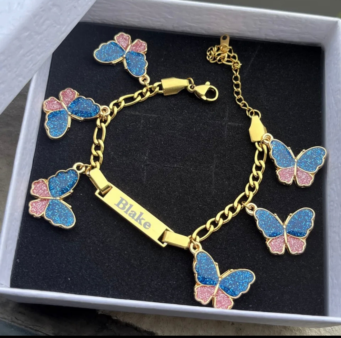 Butterfly Charm Name Bracelet