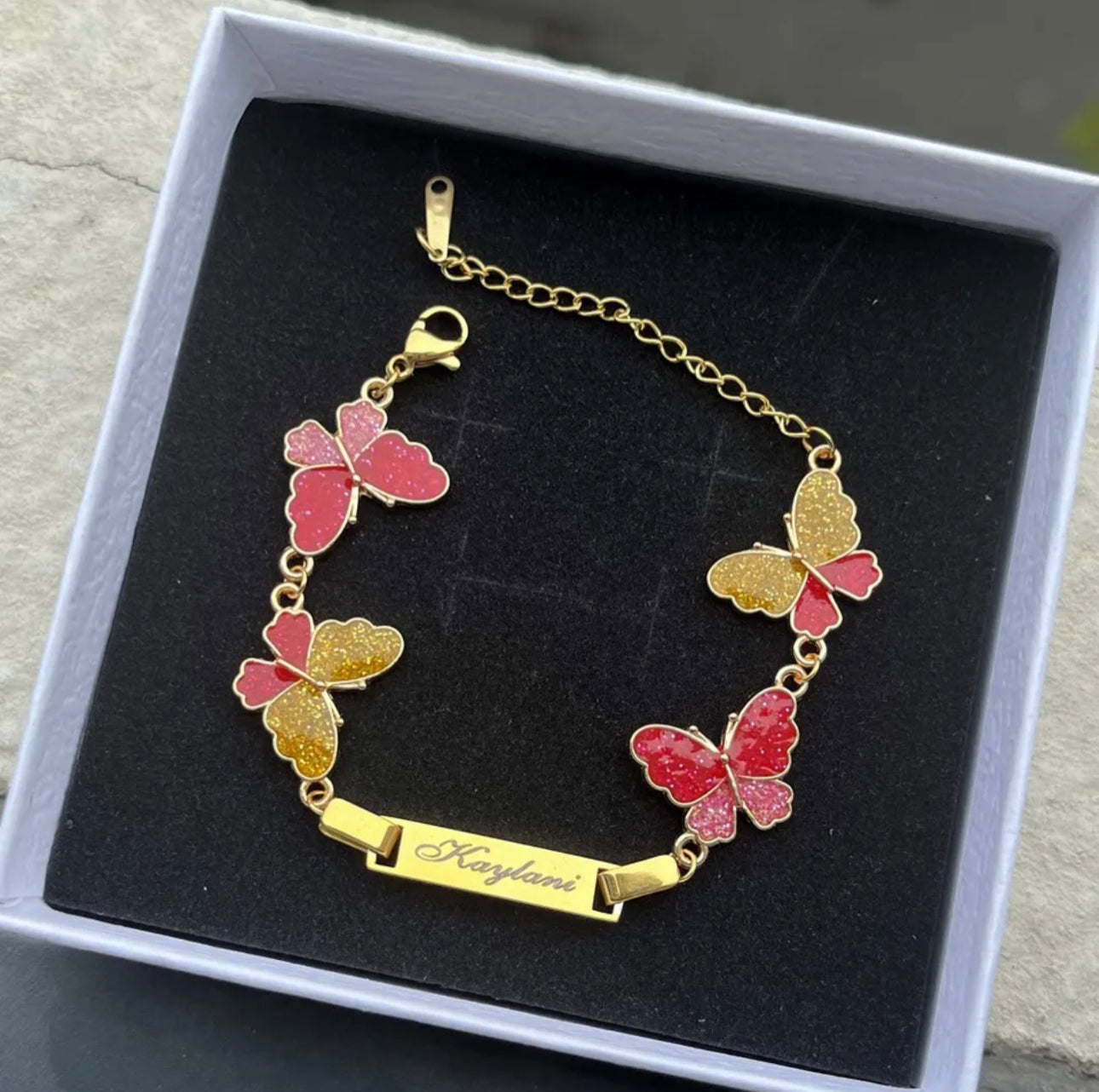 Butterfly Nameplate Bracelet