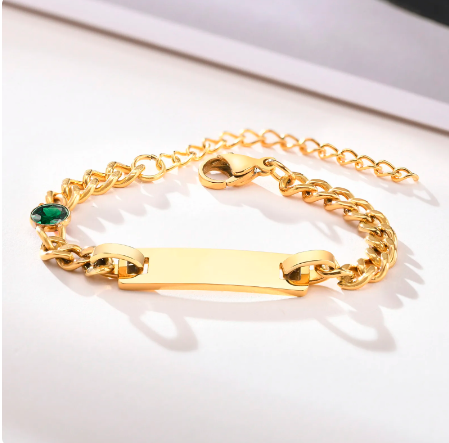 ID Baby Bracelet with Birthstone