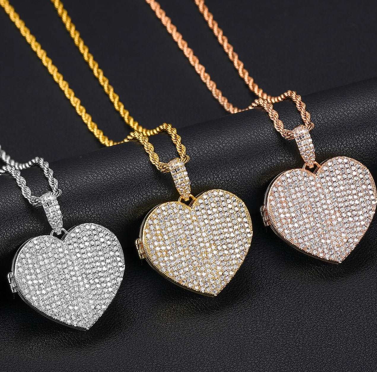 Triple Heart Photo Necklace