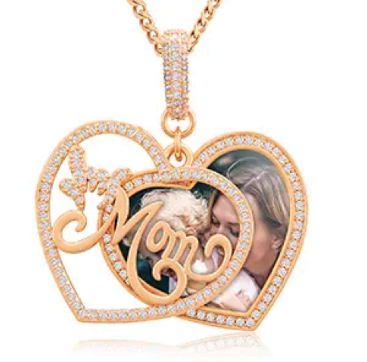 I Love Mom Photo Pendant