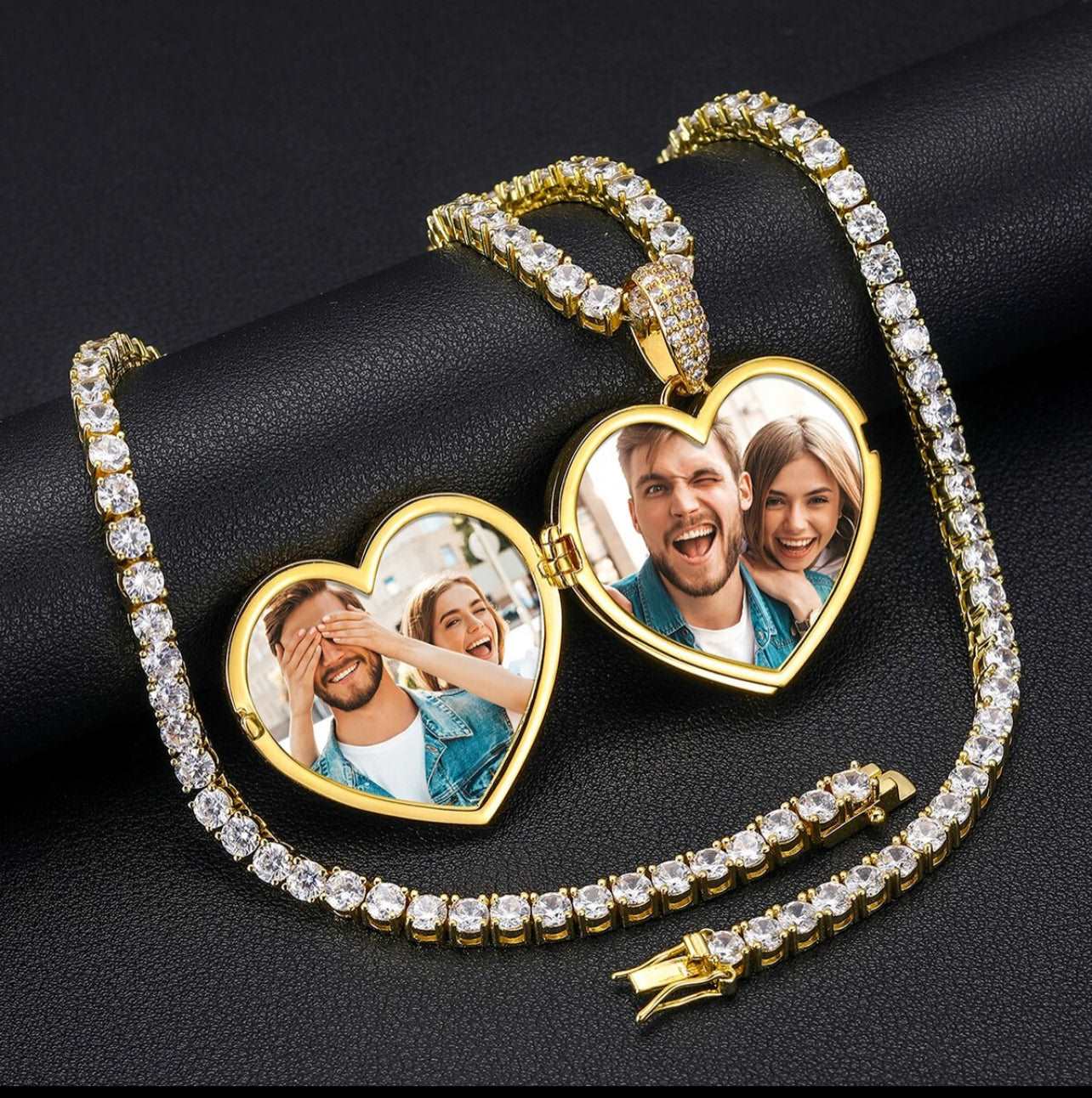 Triple Heart Photo Necklace