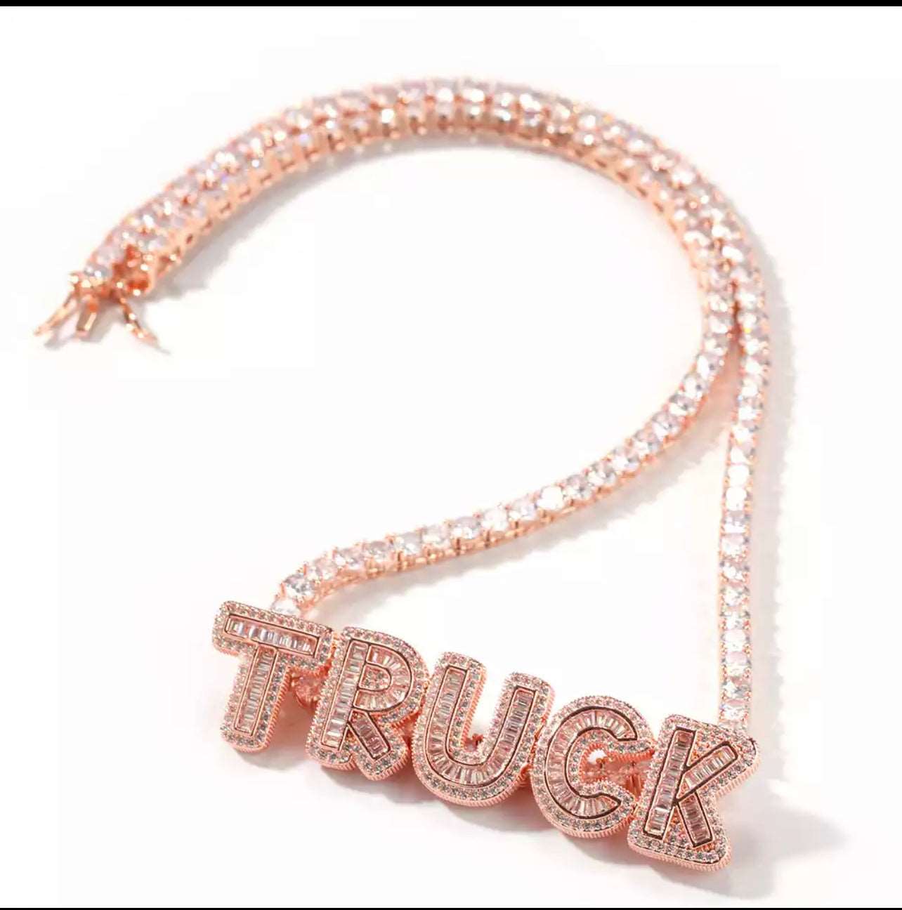 Customized Baguette Letter with Tennis Chain