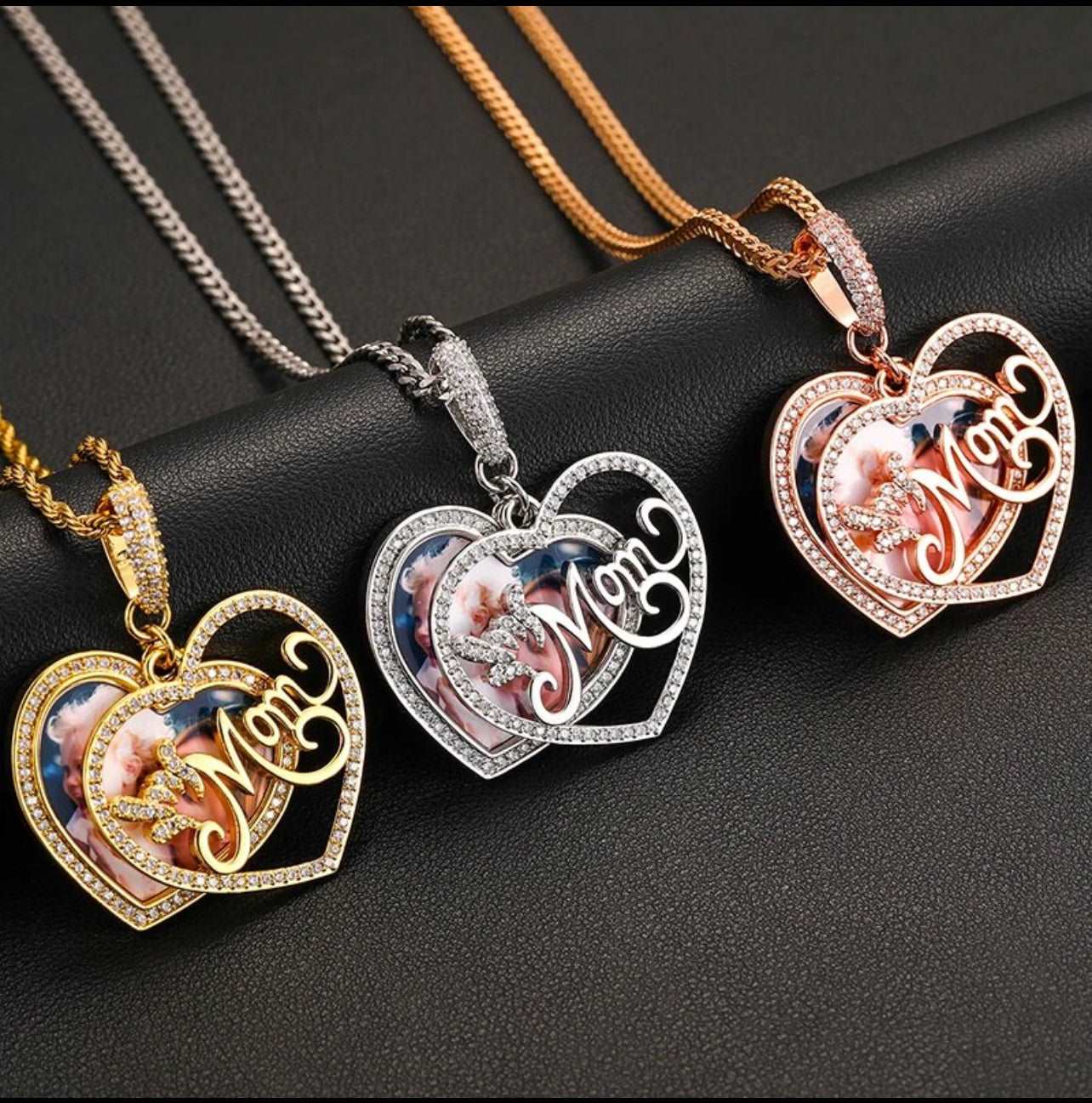 I Love Mom Photo Pendant