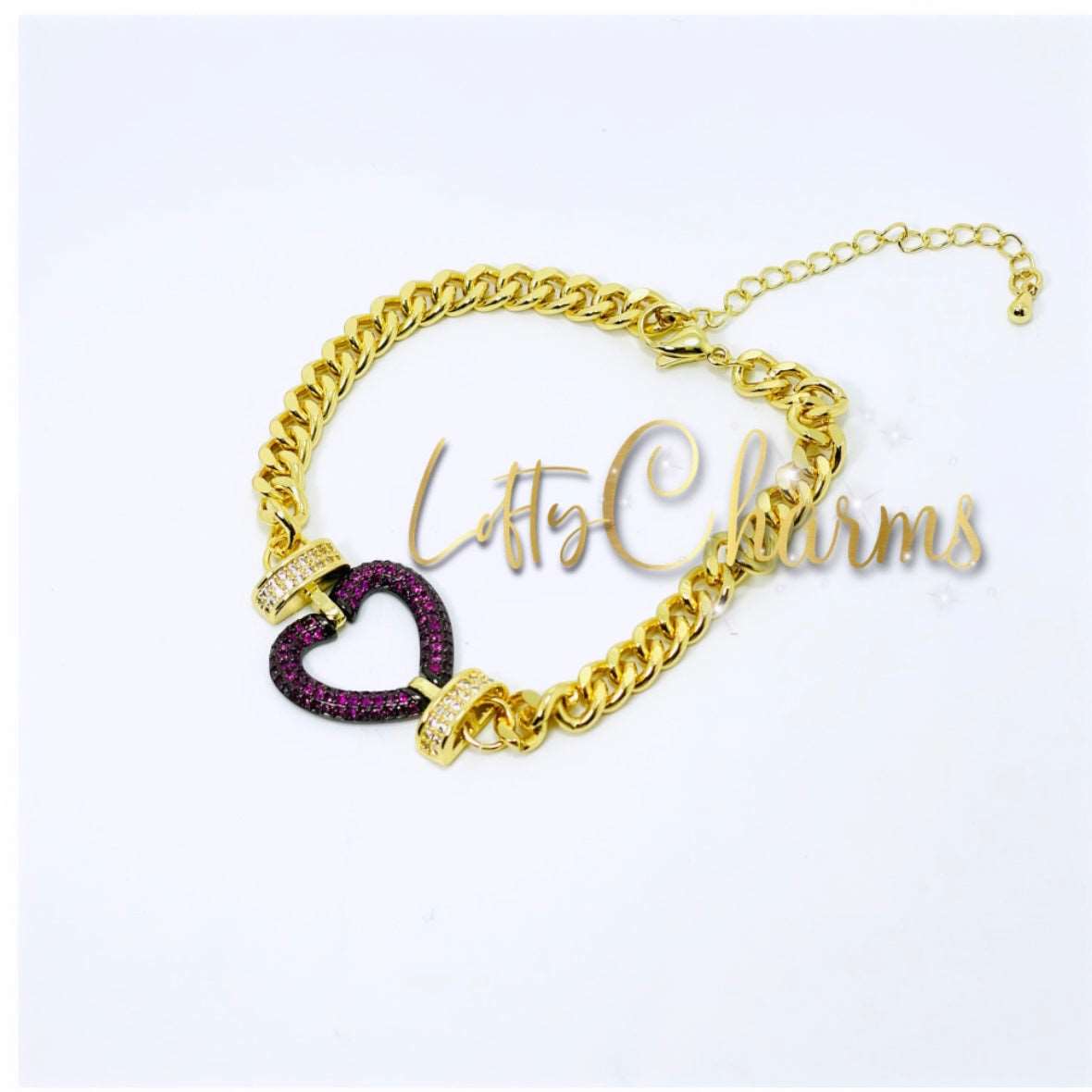 CZ Pave Heart Bracelet