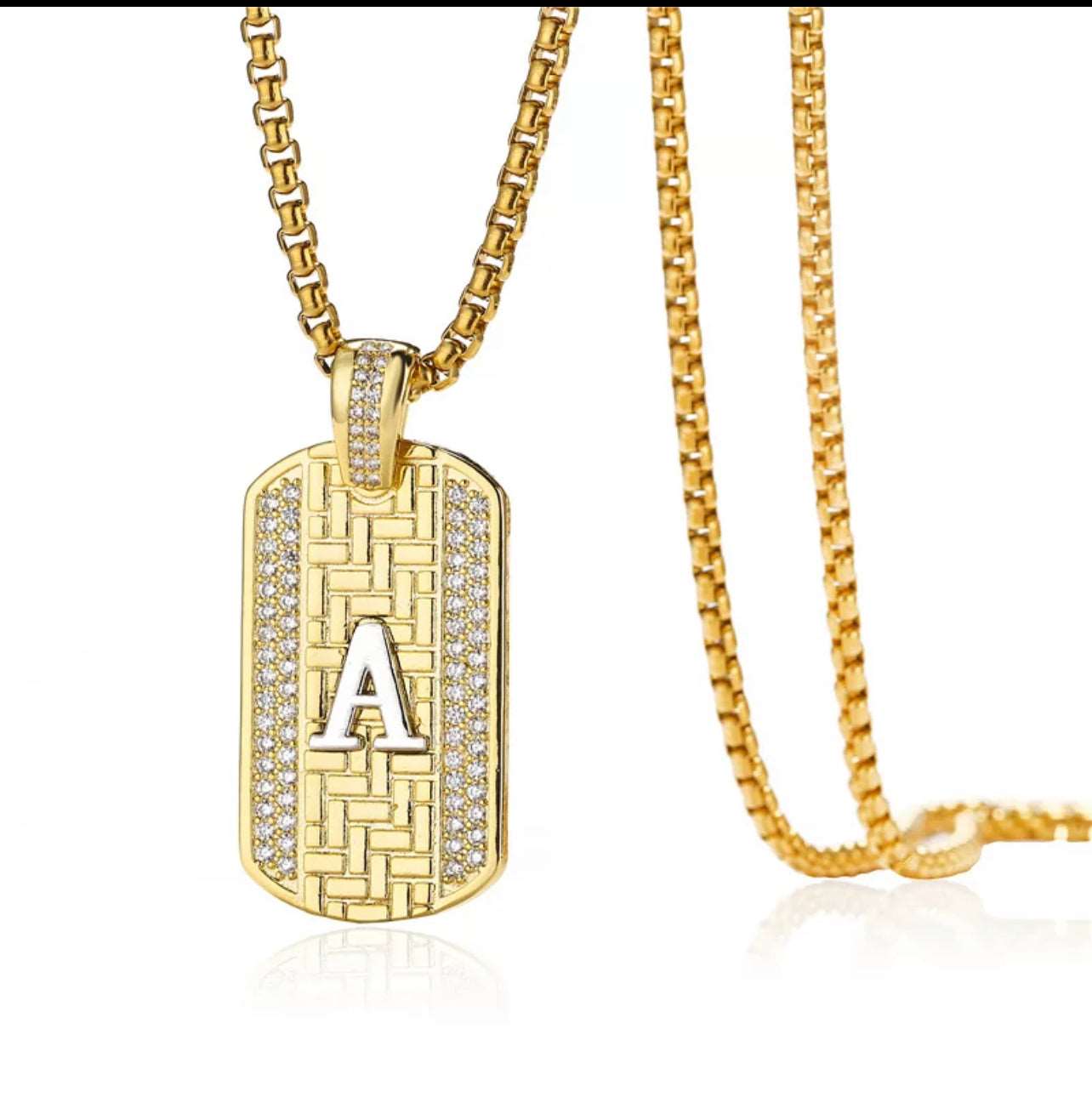Dog Tag Initial Necklace