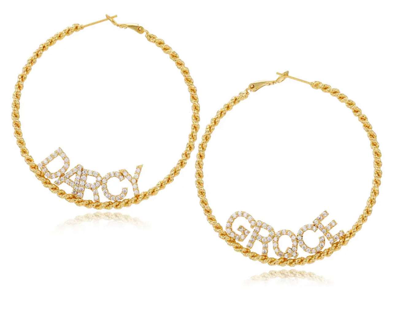 Crystal Letter Hoops