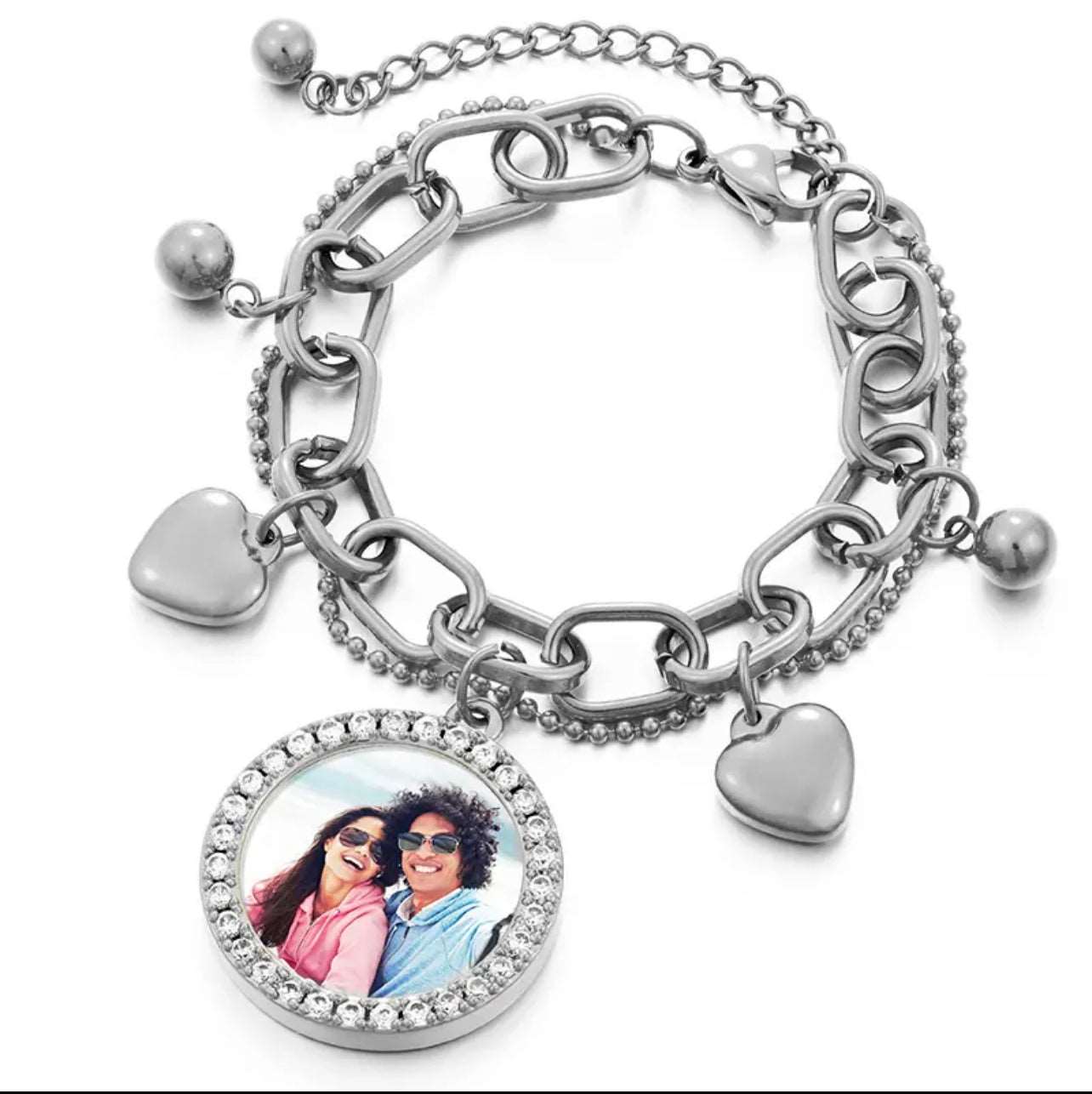 Drop Heart Photo Bracelet