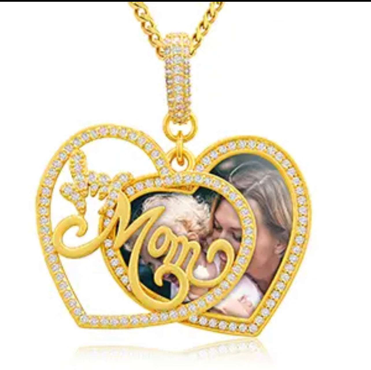 I Love Mom Photo Pendant