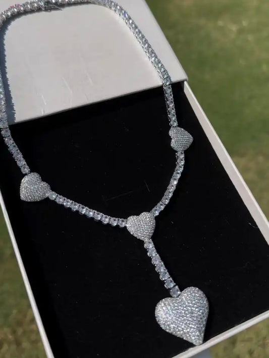 Iced Heart Tennis Necklace