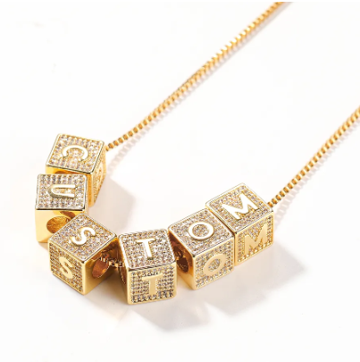 Cube Name Box Chain Nacklace