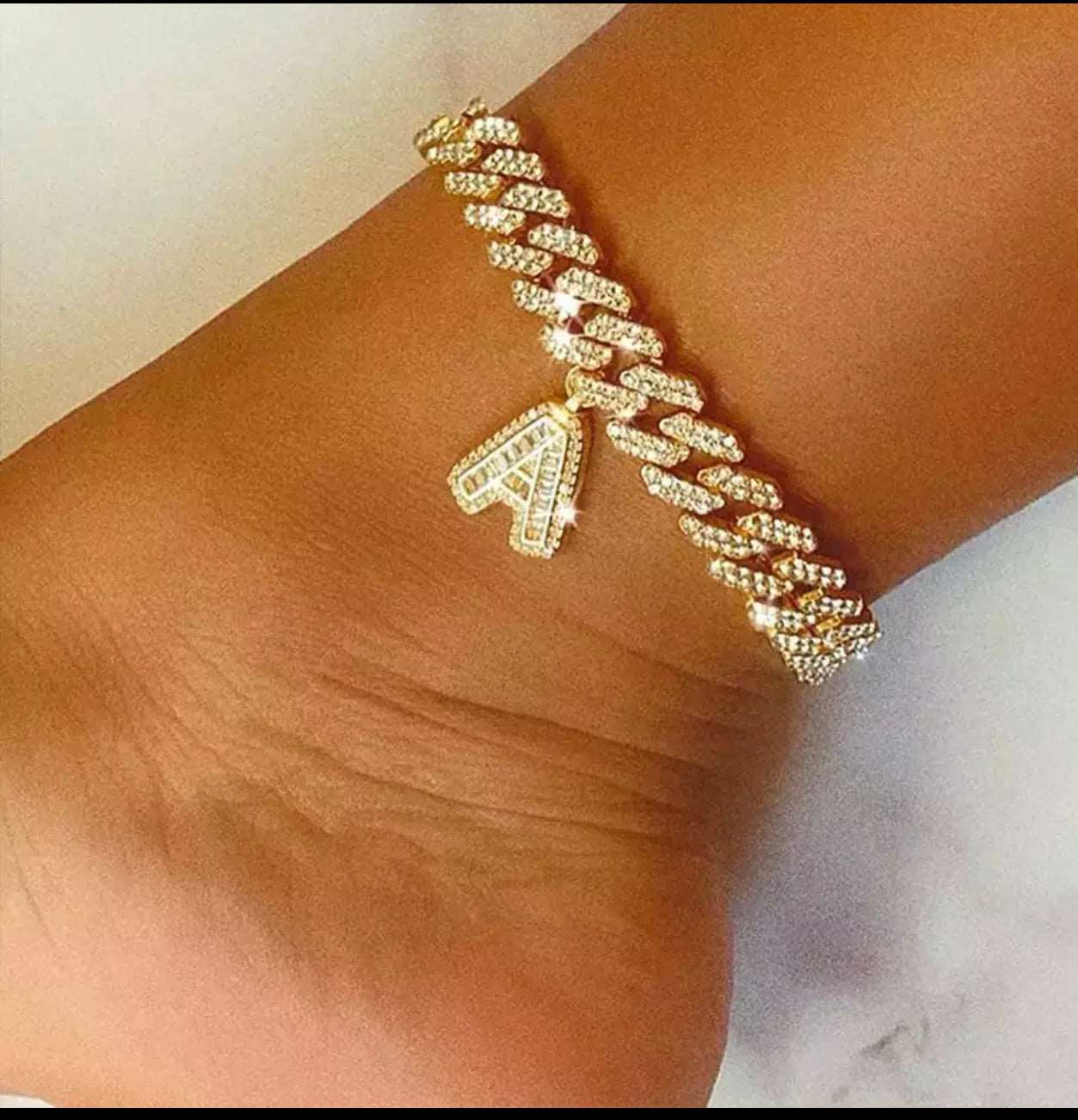 Initial  Cuban Link Anklet