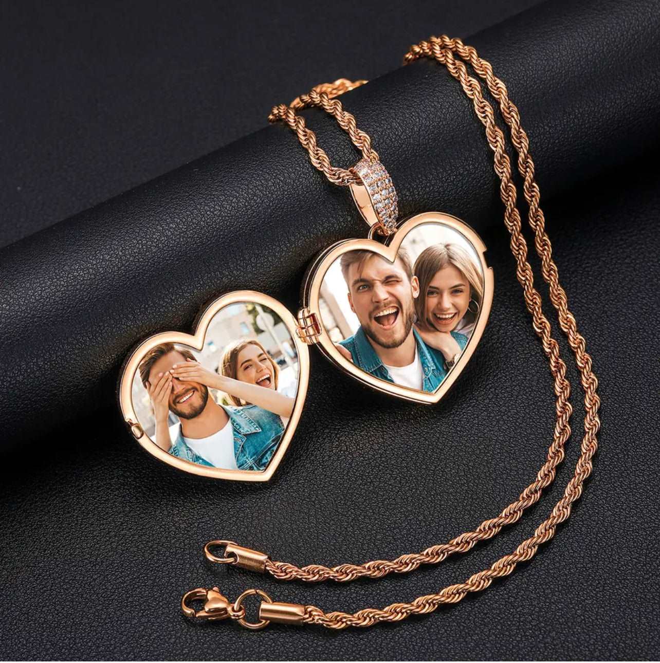 Triple Heart Photo Necklace